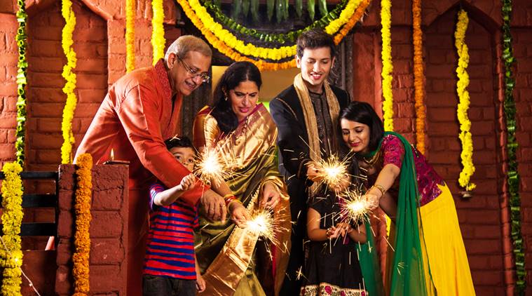 Indian Family celebrating Diwali